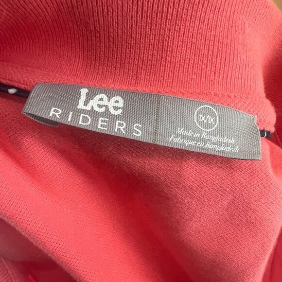 Lee Riders Womens Polo Shirt Deep Pink Short Sleeve Stretch Collar Plus Size 1X - Picture 2 of 4